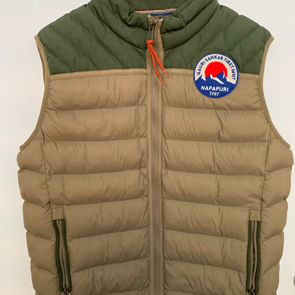 Napapijri Quilted Green and Tan Outdoor Vest